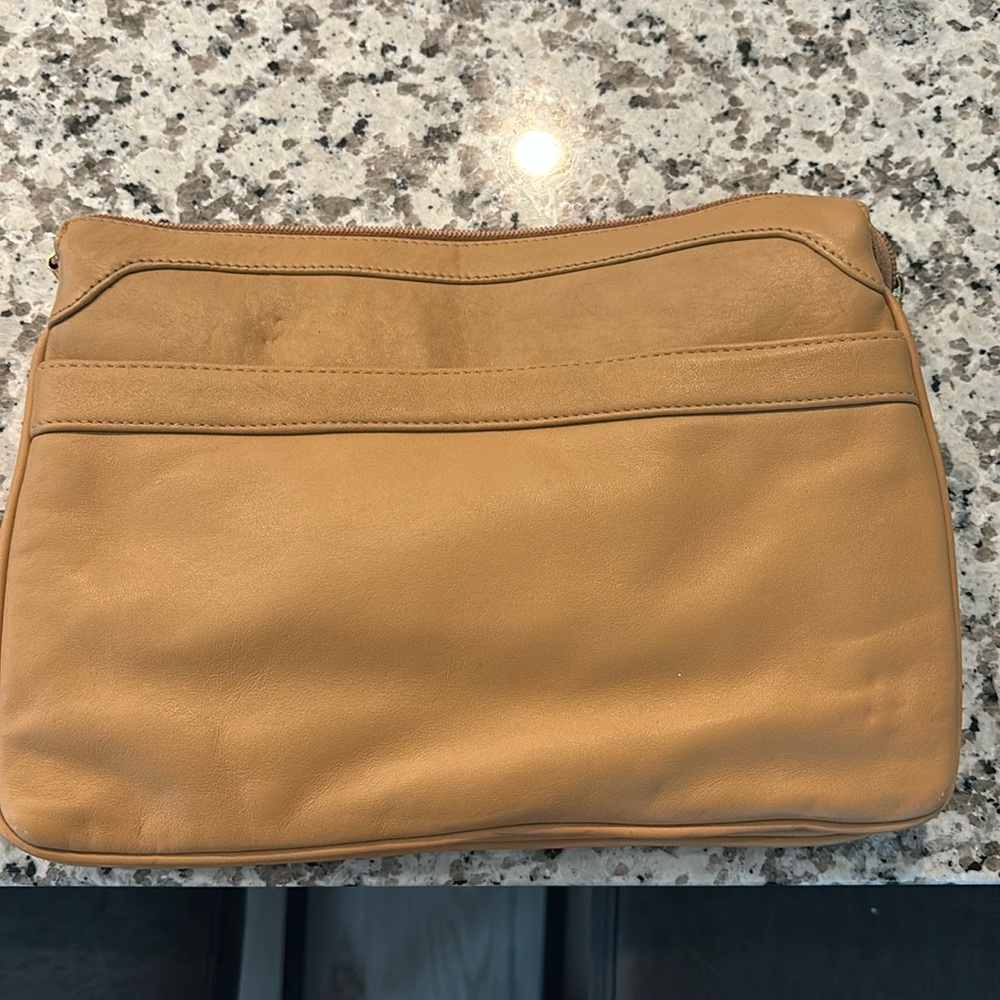 Tan vintage genuine leather crossbody bag
